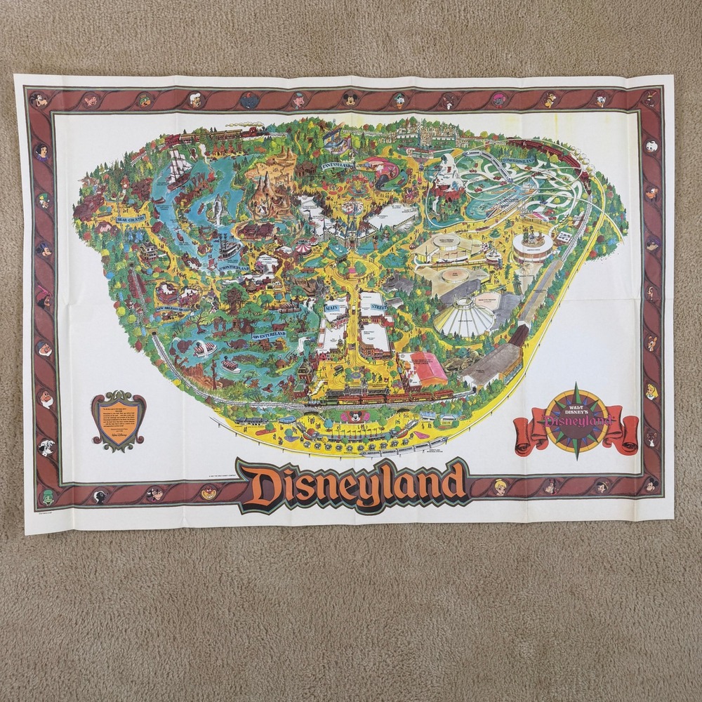 Disney | Art | Vintage 987 Disneyland Souvenir Wall Map Poster
